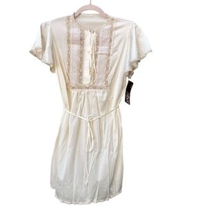 Sears Roebuck The Fashion Place Vintage Cream Sheer Nylon Two Pc Pajama Top Pant